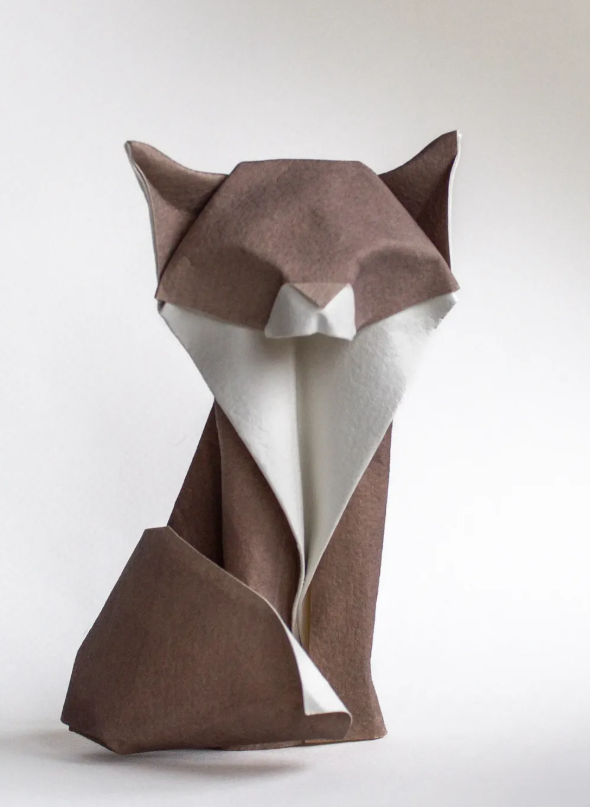 Origami Cat designed by DECLERCQ Steve, folded by DECLERCQ Steve, using ARCHES paper (Cold Pressed (Fine Grain) - 185 gsm)