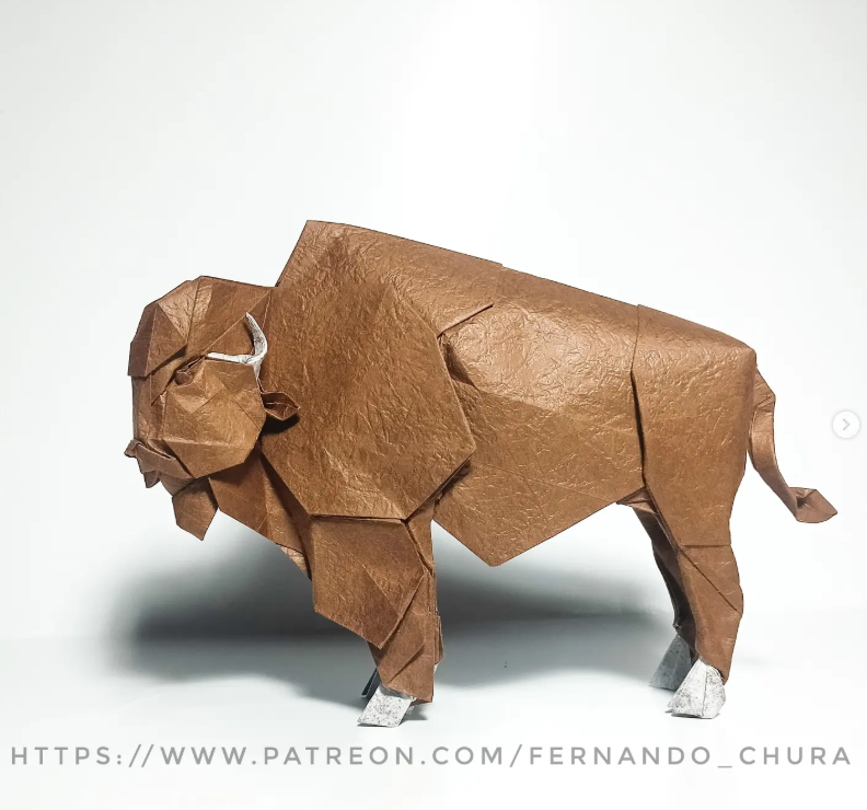 Origami American Bison designed by CHURA HUANCA Fernando, folded by Chura Huanca Fernando, using Octa paper paper