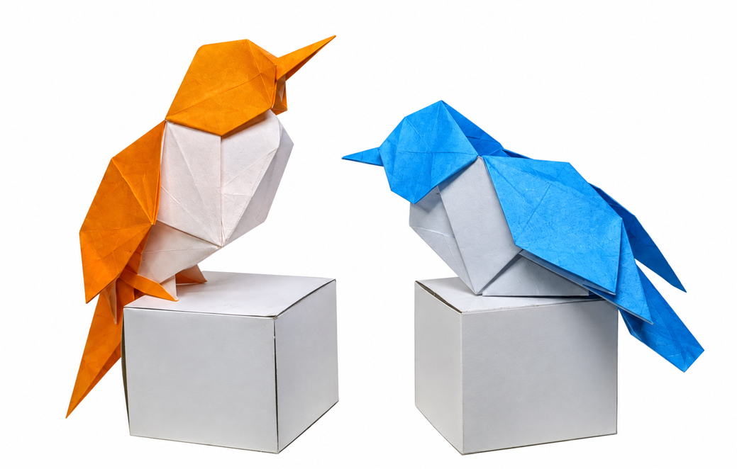 Origami Sparrow designed by Li Qingquan / 李清泉, folded by Li Qingquan / 李清泉, using Duo Extra Large paper