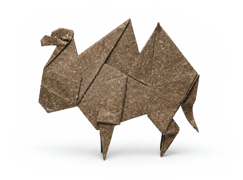 Origami Camel designed by Li Qingquan / 李清泉, folded by Li Qingquan / 李清泉