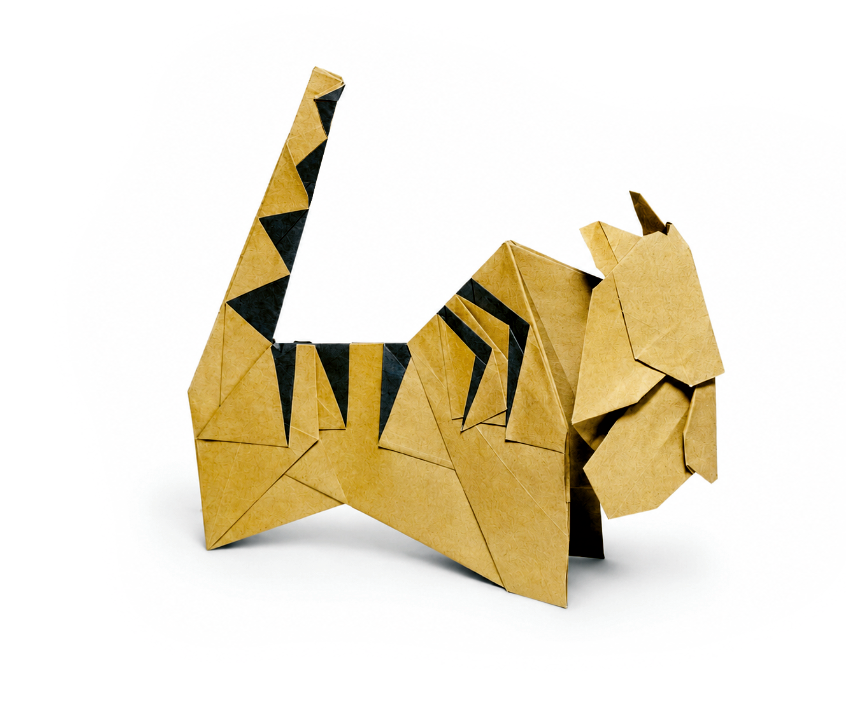 Origami Tiger designed by Li Qingquan / 李清泉, folded by Li Qingquan / 李清泉, using Duo Extra Large paper