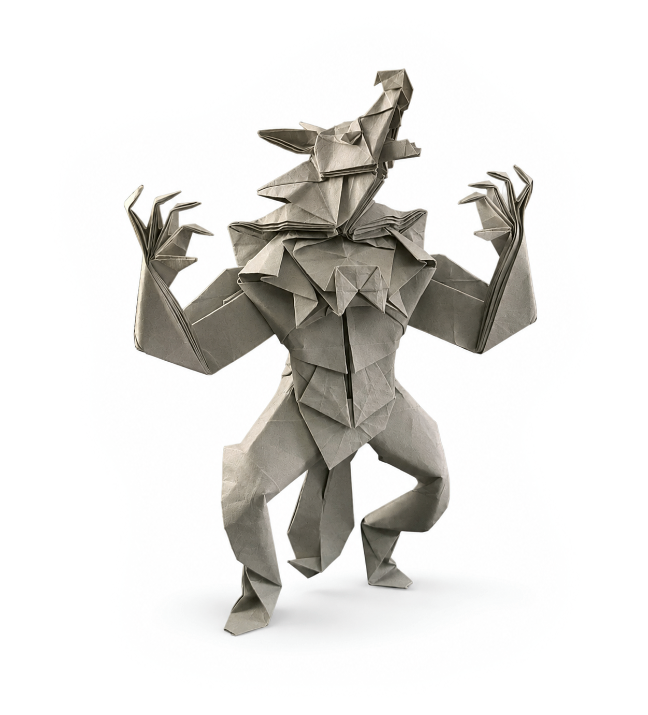 Origami Werewolf designed by Zhang Yi Fan / 张义帆, folded by Zhang Yi Fan / 张义帆, using Duo Extra Large paper