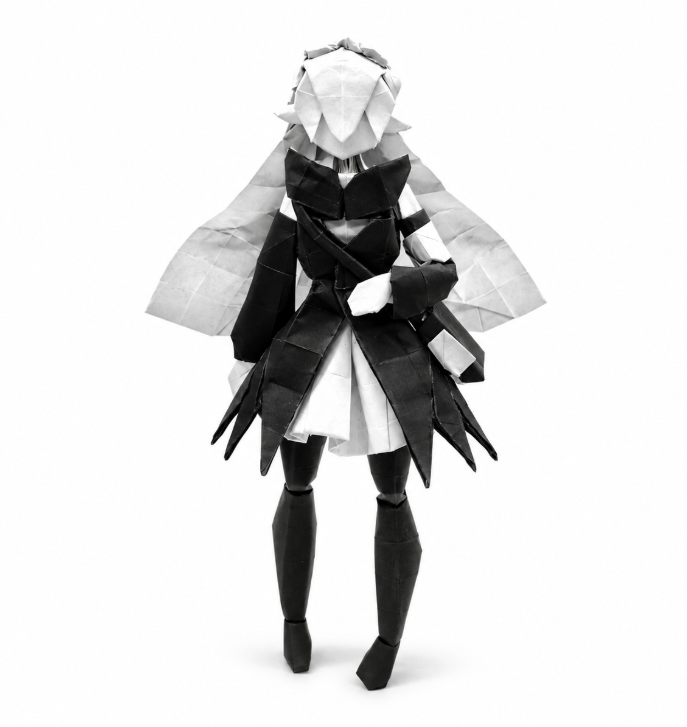 Origami 2B - NieR: Automata designed by Yanhui Lai, folded by Yanhui Lai, using Duo Extra Large paper (#01 Black)