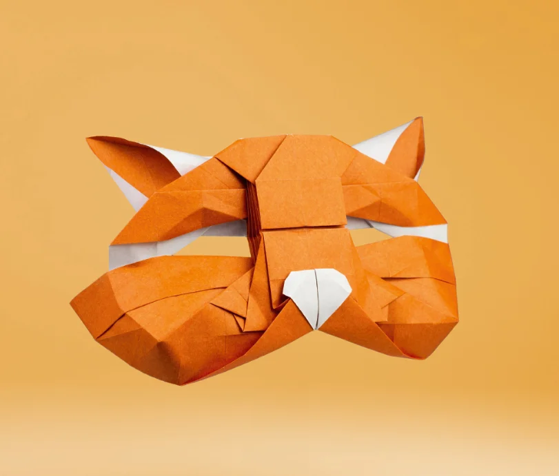 Origami Cat Mask designed by Mi Wu, folded by Mi Wu