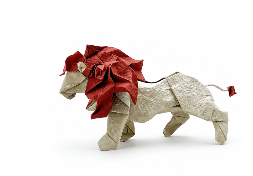 Origami Lion designed by Xiaoyang Liu, folded by Xiaoyang Liu / 晓阳