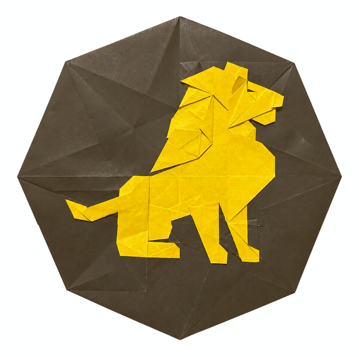 Origami Lion, folded by Wang Shuo, using DUO-COLOR Extra Large paper