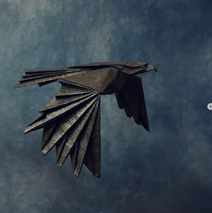 Origami Black Kite designed by Kamiya Satoshi, folded by Palser Mark, using Vietnamese handmade paper paper