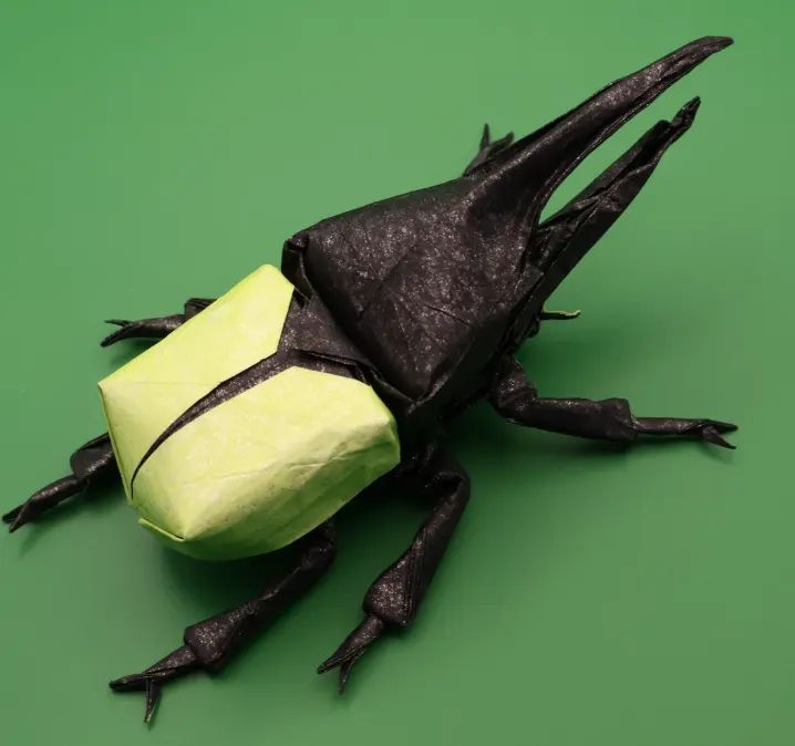 Origami Hercules Beetle designed by Kamiya Satoshi, folded by Roman Kruzliak, using Sandwich paper