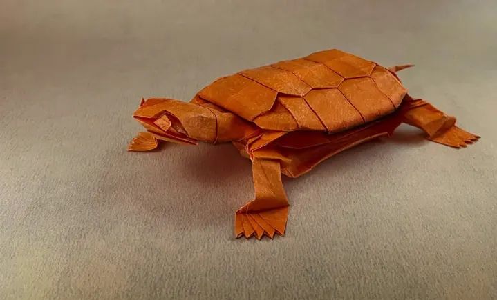 Origami Turtle 2.0 designed by Kamiya Satoshi, folded by Palser Mark, using Tissue-foil paper (BROWN)
