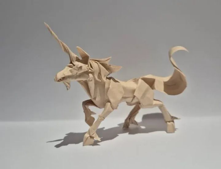 Origami Unicorn designed by Kamiya Satoshi, folded by Caranthir, using Elephant Hide paper