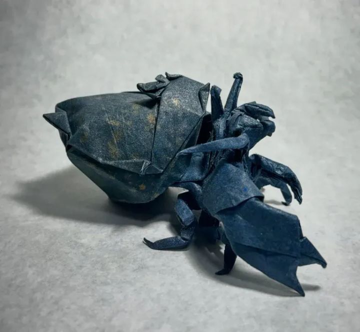 Origami Hermit Crab designed by Kamiya Satoshi, folded by origami_geofflin