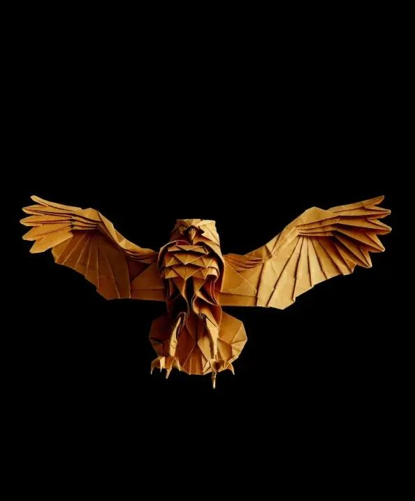 Origami Blakiston’s Fish Owl designed by Katsuta Kyohei, folded by Shane Golden, using Vintage paper