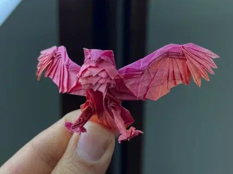 Origami Blakiston’s Fish Owl designed by Katsuta Kyohei, folded by plicatorius, using Kraft Alios paper