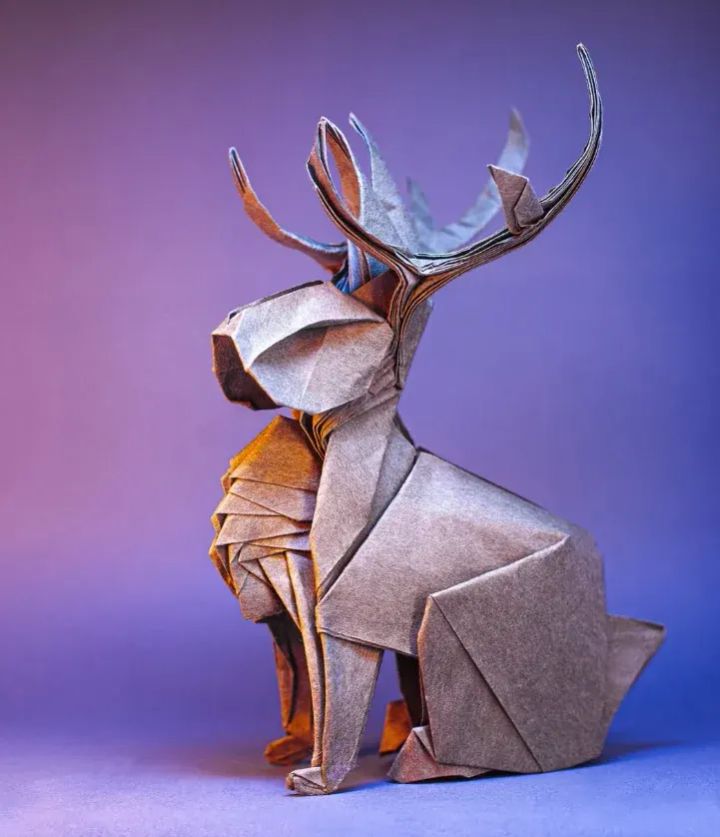 Origami Jackalope designed by Kamiya Satoshi, using Satogami paper
